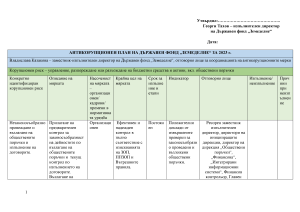 АНТИКОРУПЦИОНЕН ПЛАН НА ДЪРЖАВЕН ФОНД „ЗЕМЕДЕЛИЕ“ ЗА 2023 г.
